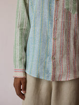 Akana Block-Printed Patchwork Linen Shirt