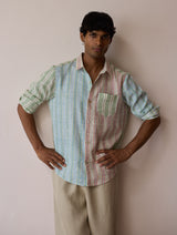 Akana Block-Printed Patchwork Linen Shirt