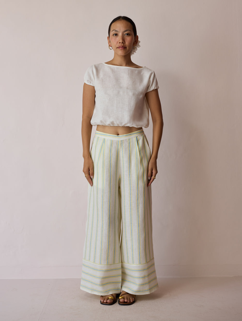 Rimi Linen Crop Top - Ivory