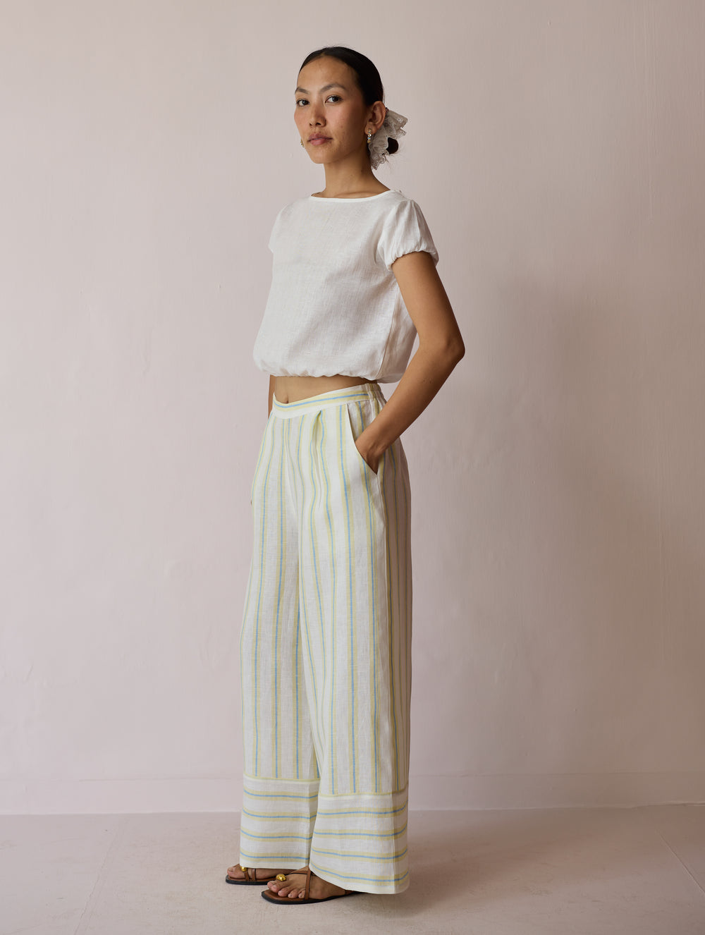 Rimi Linen Crop Top - Ivory