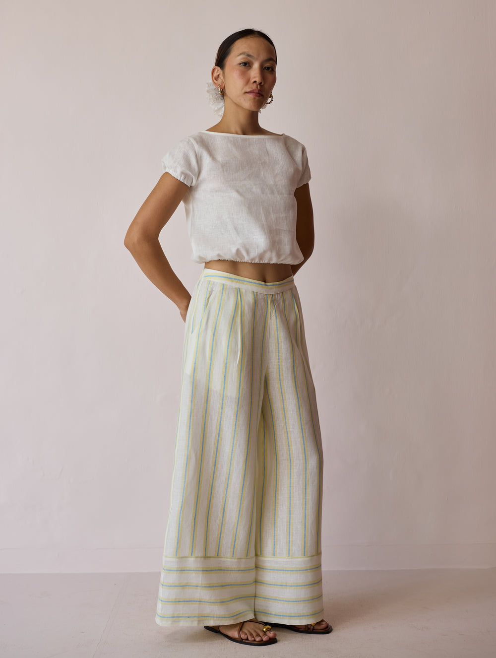Rimi Linen Crop Top - Ivory