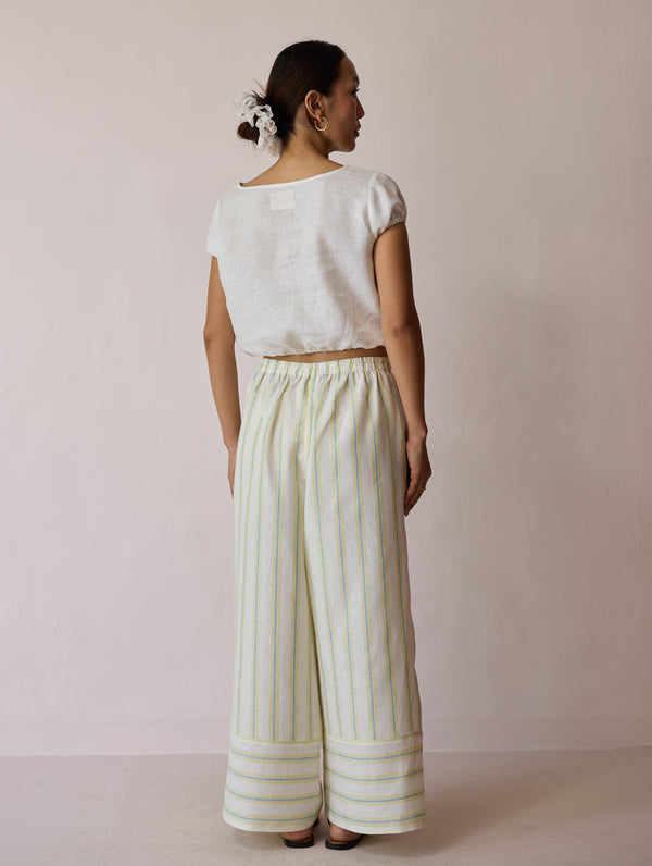 Rimi Linen Crop Top - Ivory