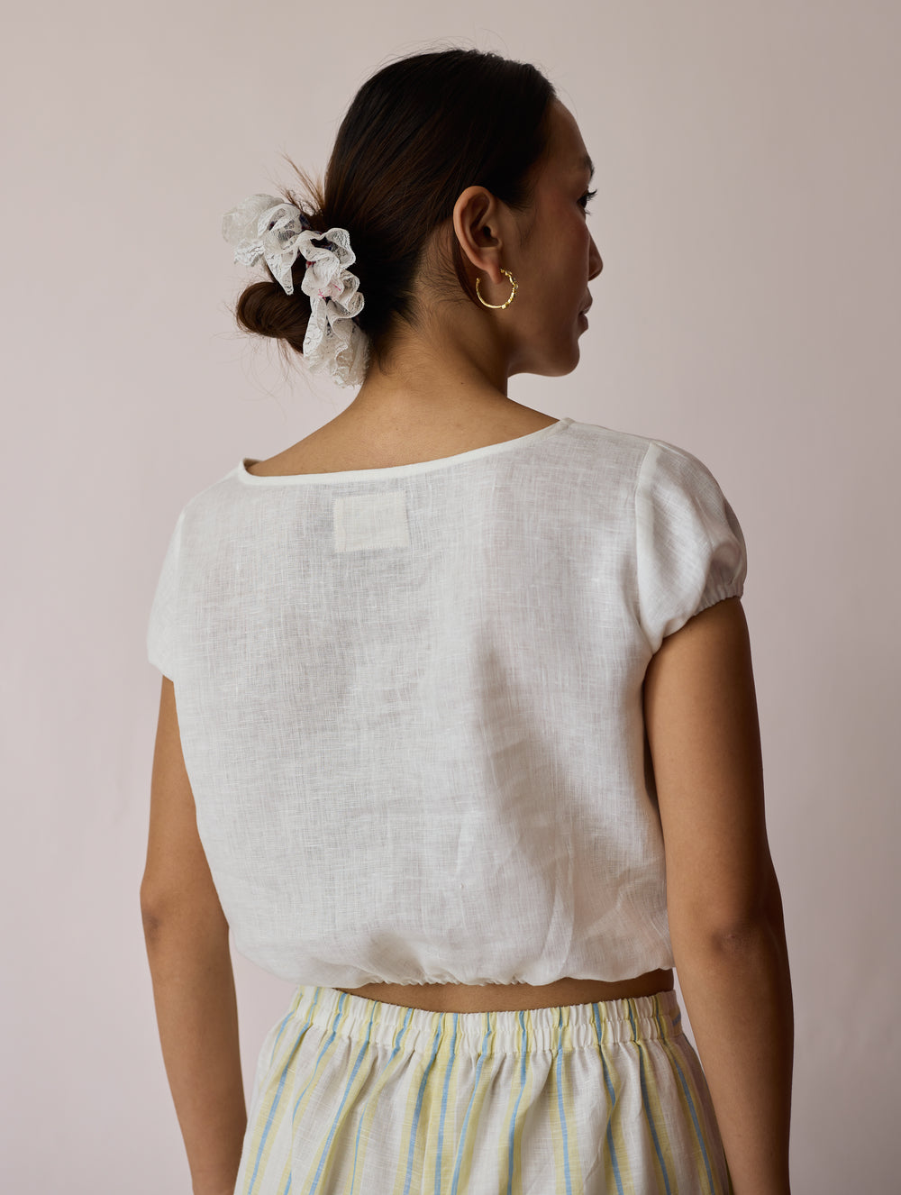 Rimi Linen Crop Top - Ivory