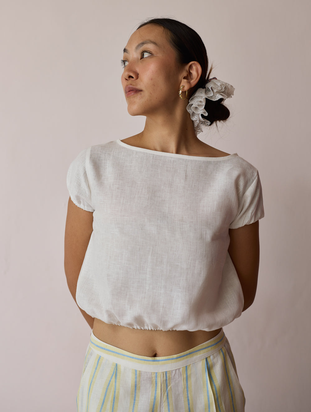 Rimi Linen Crop Top - Ivory