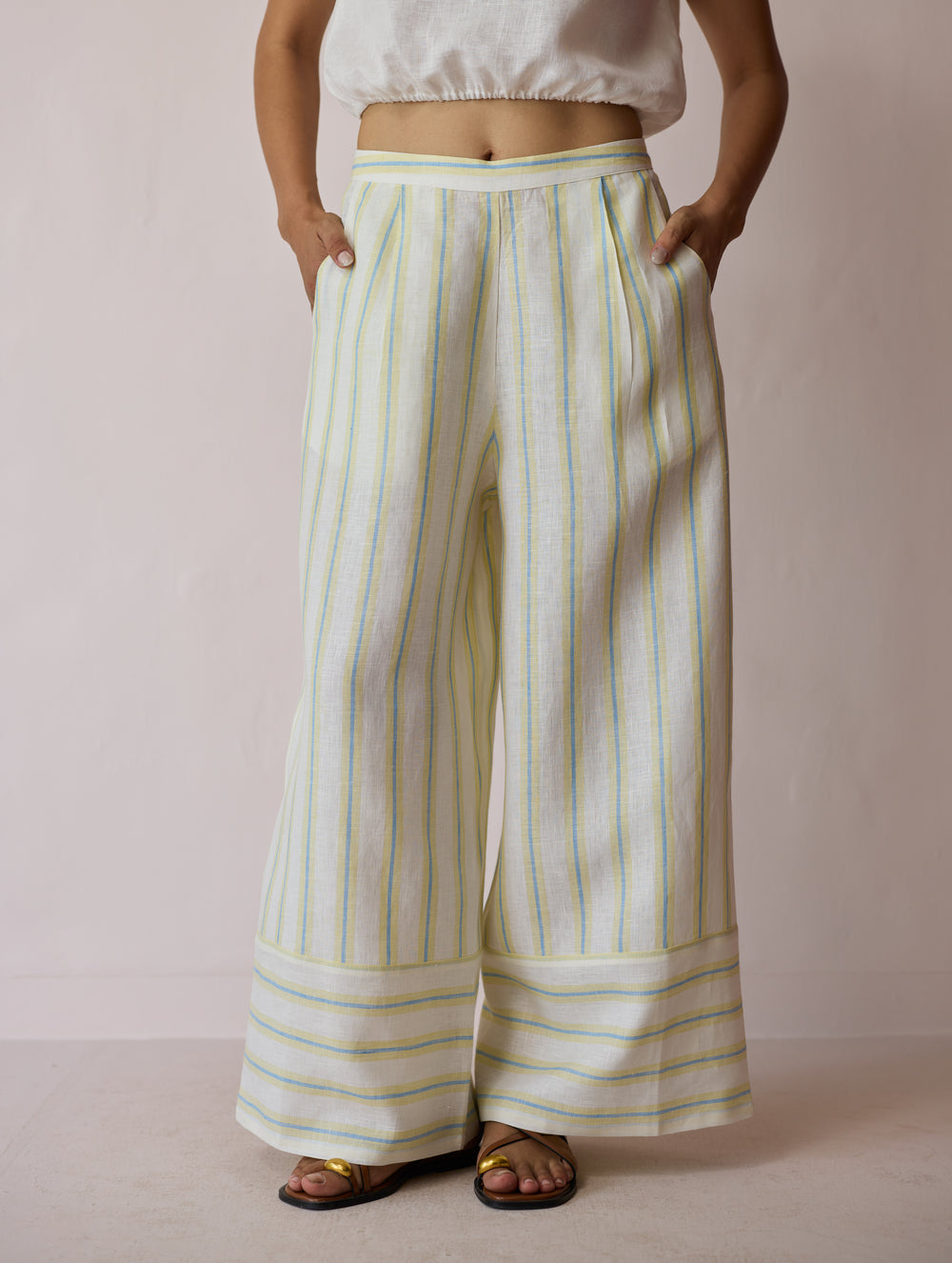 Ello Block-Printed Linen Co-ord Set - Ivory