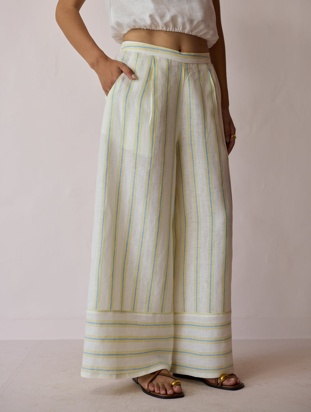 Ello Block-Printed Linen Co-ord Set - Ivory