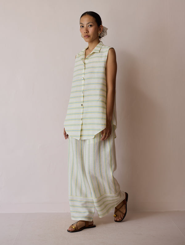 Ello Block-Printed Linen Co-ord Set - Ivory