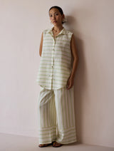 Ello Block-Printed Linen Co-ord Set - Ivory