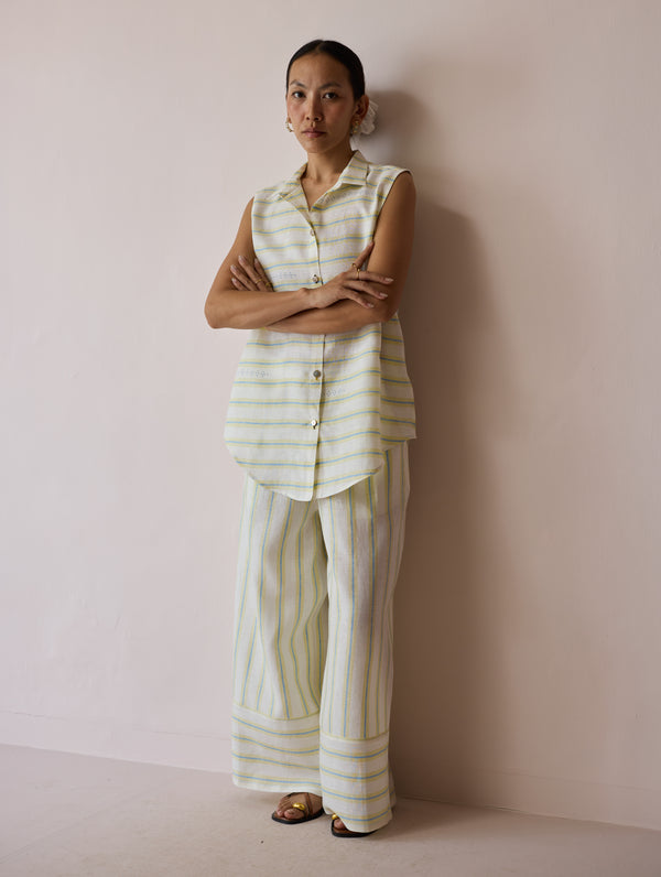 Ello Block-Printed Linen Co-ord Set - Ivory