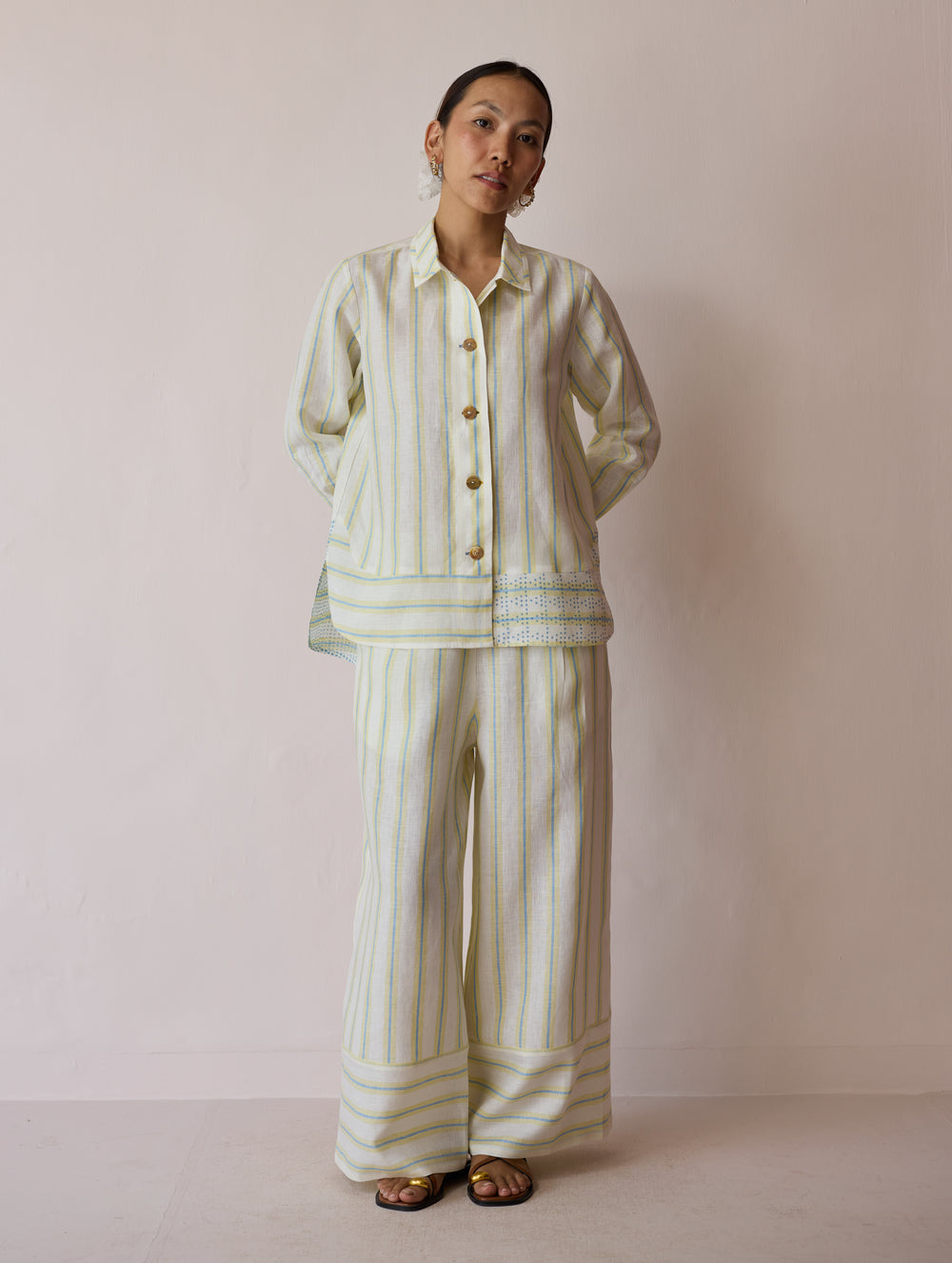 Erra Block-Printed Linen Co-ord Set - Ivory