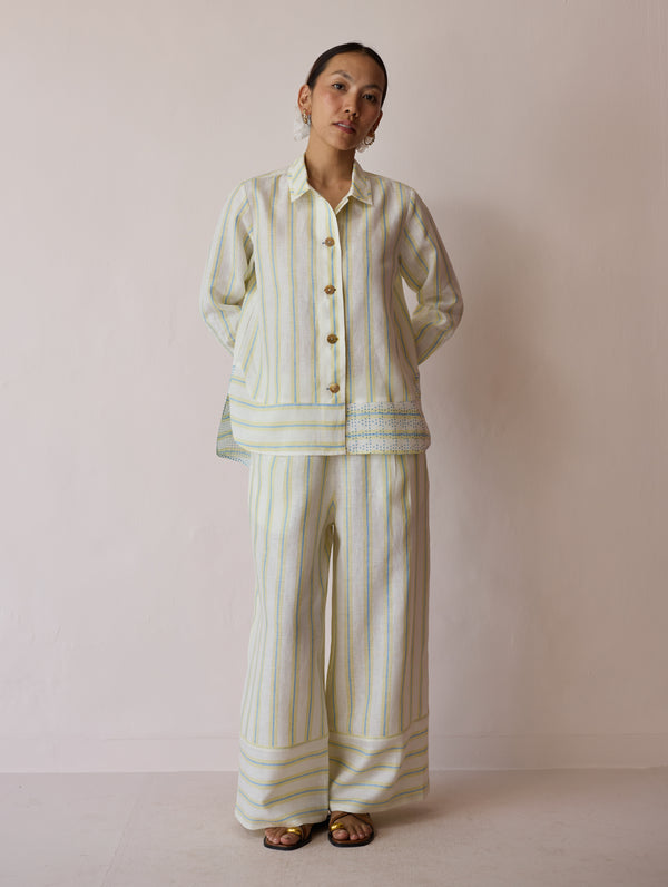 Erra Block-Printed Linen Co-ord Set - Ivory