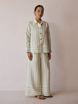 Erra Block-Printed Stripe Linen Shirt - Ivory