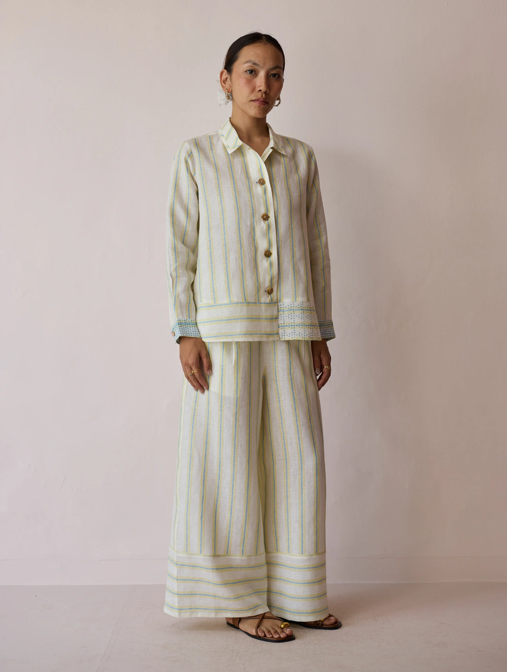 Erra Block-Printed Linen Co-ord Set - Ivory
