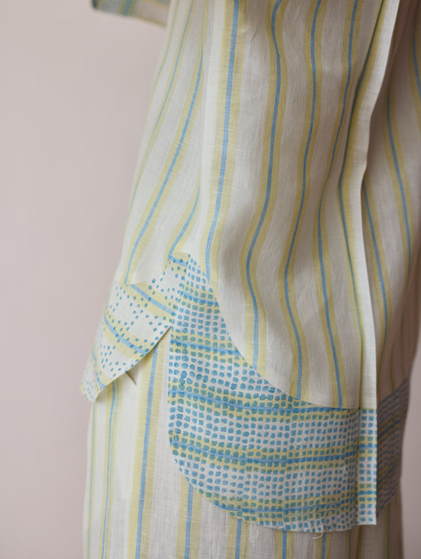 Erra Block-Printed Linen Co-ord Set - Ivory