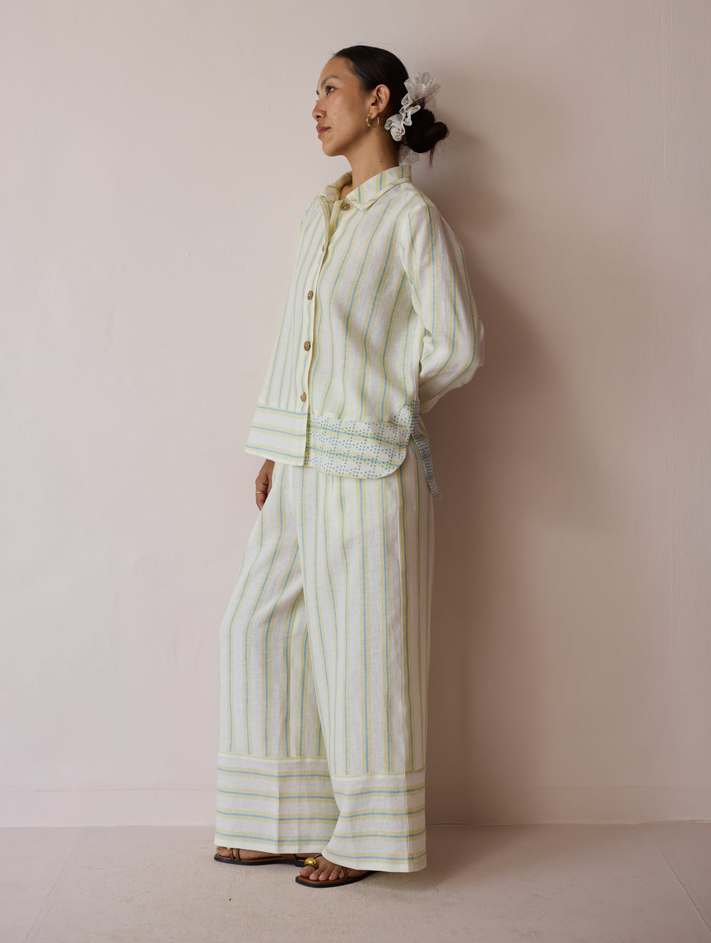 Erra Block-Printed Linen Co-ord Set - Ivory