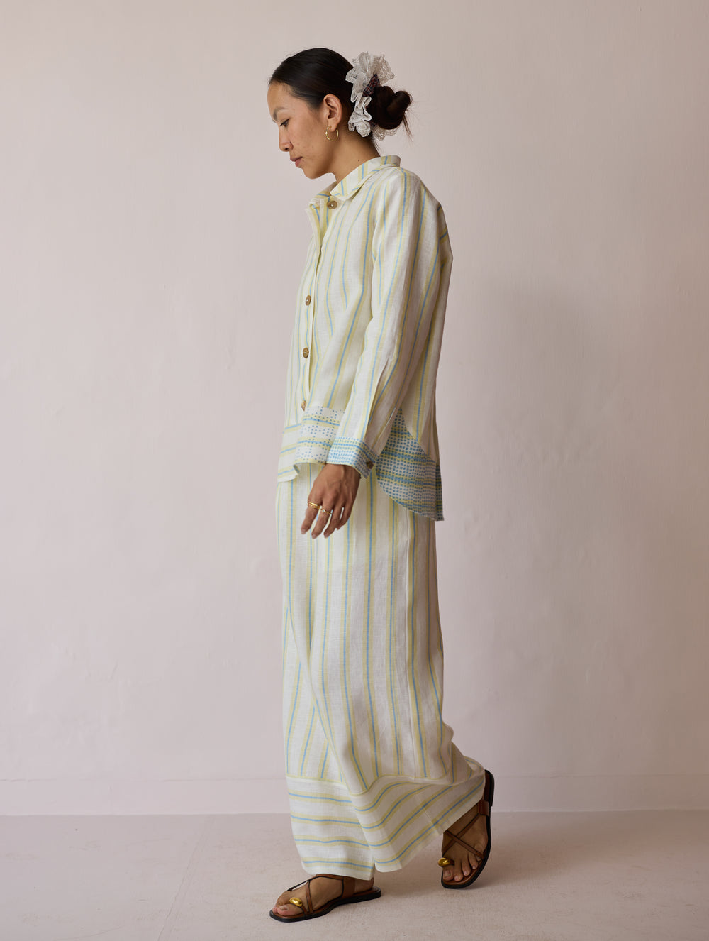Erra Block-Printed Linen Co-ord Set - Ivory