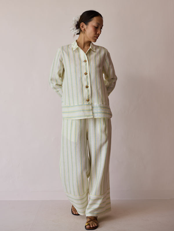 Erra Block-Printed Linen Co-ord Set - Ivory