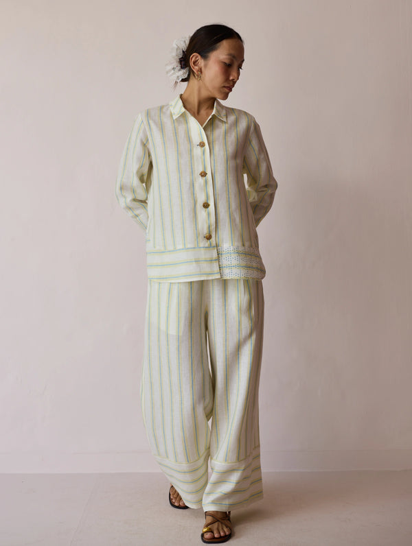 Erra Block-Printed Linen Co-ord Set - Ivory