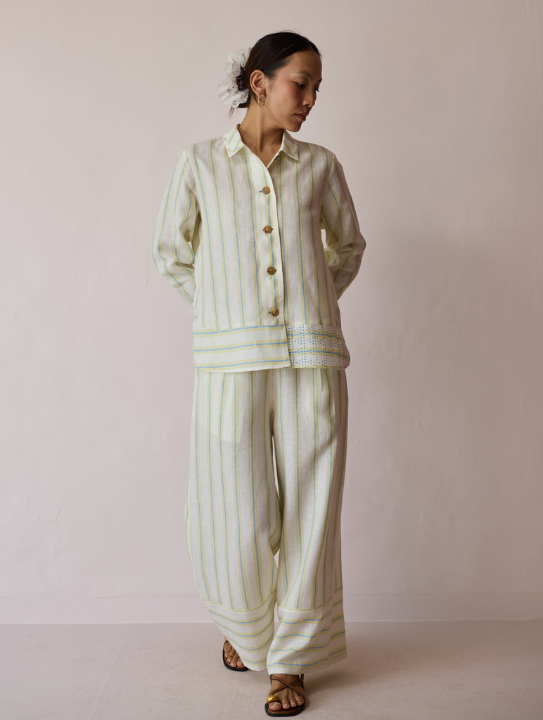 Erra Block-Printed Linen Co-ord Set - Ivory