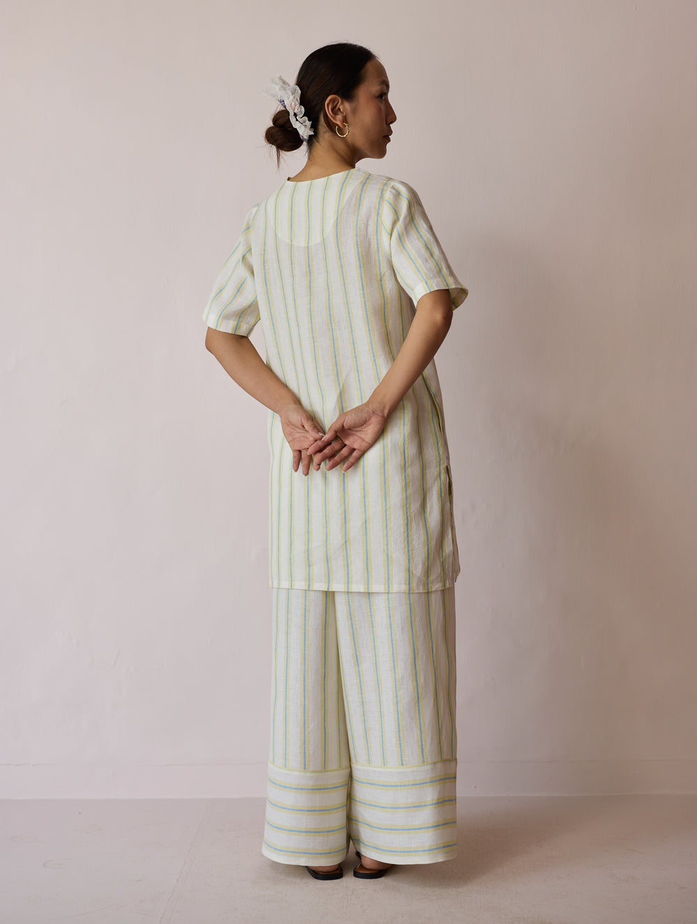 Selle Linen Applique Kurta Set - Ivory