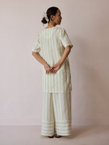 Selle Linen Applique Kurta Set - Ivory