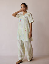 Selle Linen Applique Kurta Set - Ivory