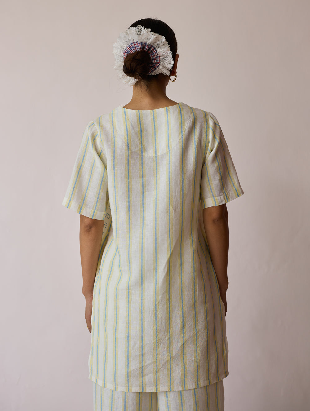 Selle Linen Applique Kurta Set - Ivory