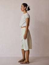 Ena Stripe Linen Jorts - Ivory