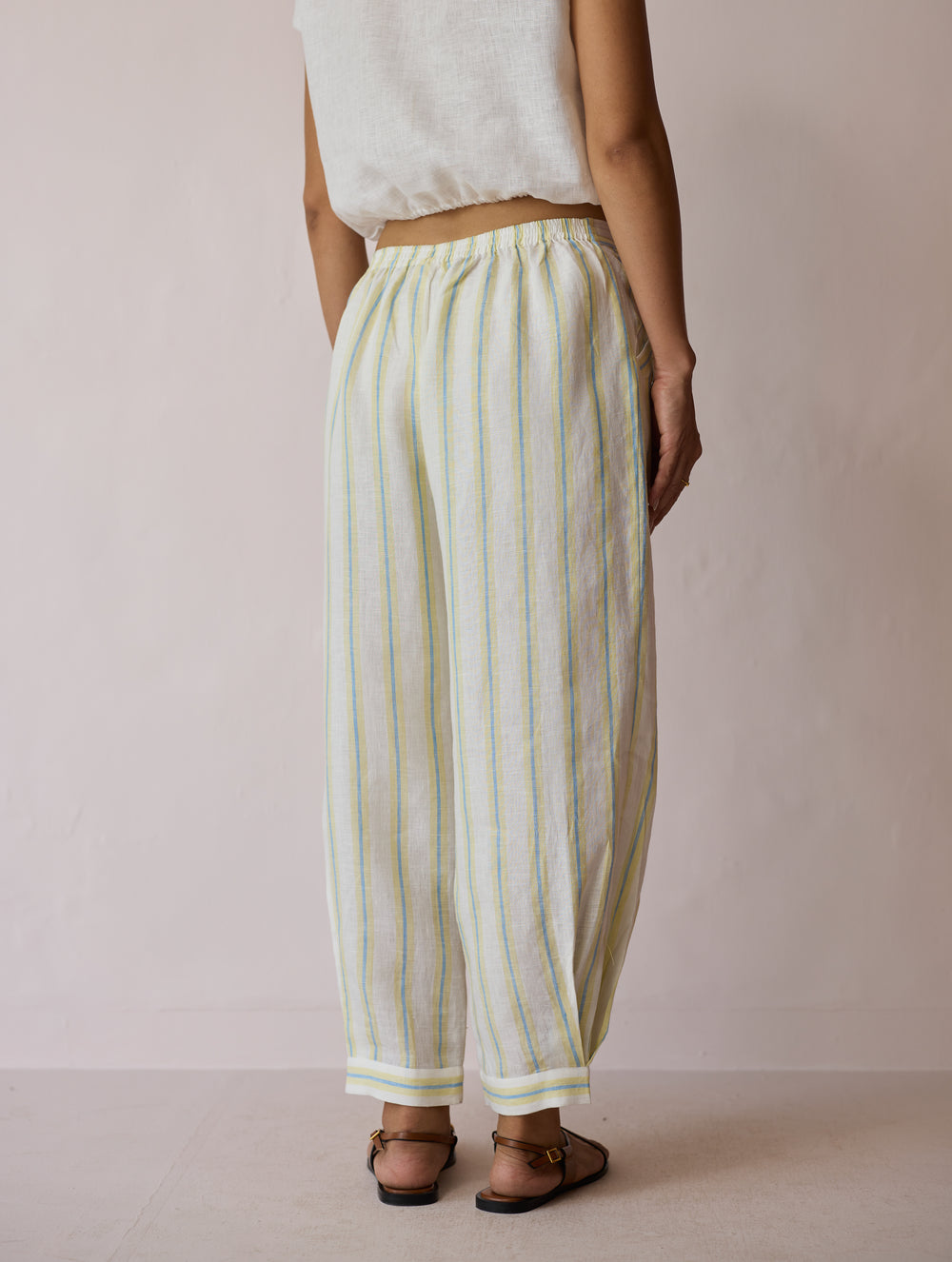 Parvee Block-Printed Linen Kurta Set - Ivory