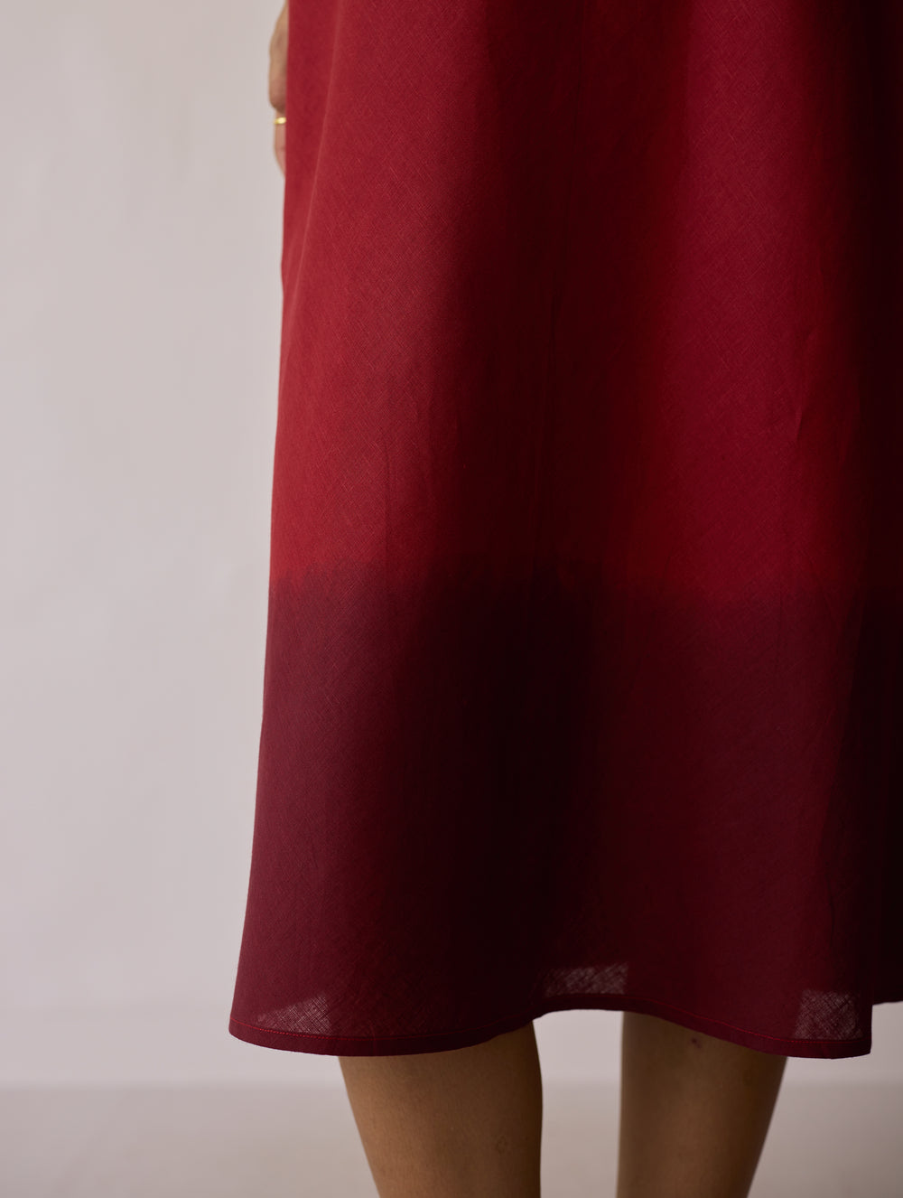 Kalon Ombre Linen Dress - Heirloom Red