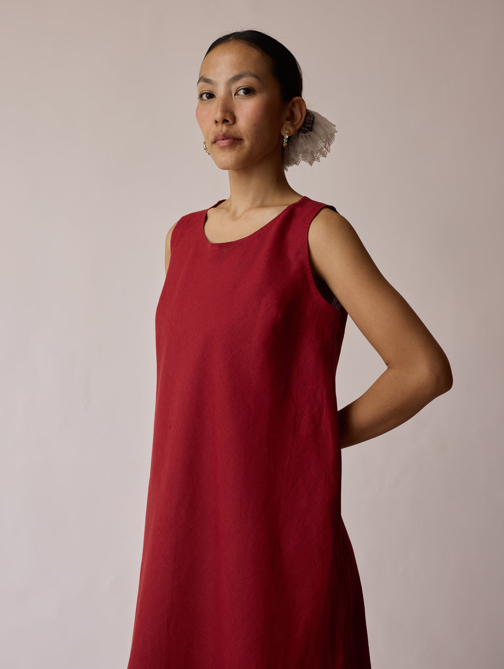 Kalon Ombre Linen Dress - Heirloom Red