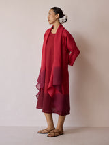 Kiya Ombre Hand-Dyed Linen Dress & Overlay - Heirloom Red