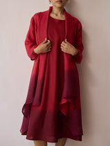 Kiya Ombre Hand-Dyed Linen Dress & Overlay - Heirloom Red
