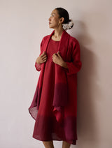 Kiya Ombre Hand-Dyed Linen Dress & Overlay - Heirloom Red