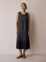 Kalon Ombre Linen Dress - Charcoal