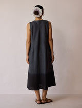 Kalon Ombre Linen Dress - Charcoal
