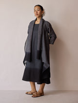 Kiya Ombre Hand-Dyed Linen Dress & Overlay- Charcoal