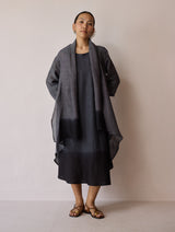 Kiya Ombre Hand-Dyed Linen Dress & Overlay- Charcoal