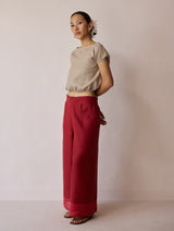 Lagom Wide Leg Linen Pants - Heirloom Red