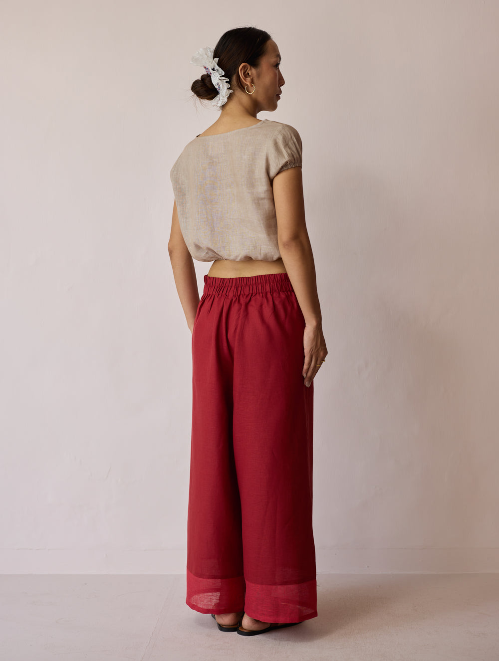 Lagom Wide Leg Linen Pants - Heirloom Red