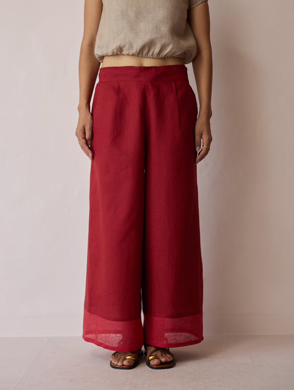 Cassa Linen Patchwork Co-ord Set - Heirloom Red