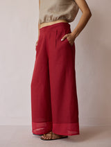Lagom Wide Leg Linen Pants - Heirloom Red