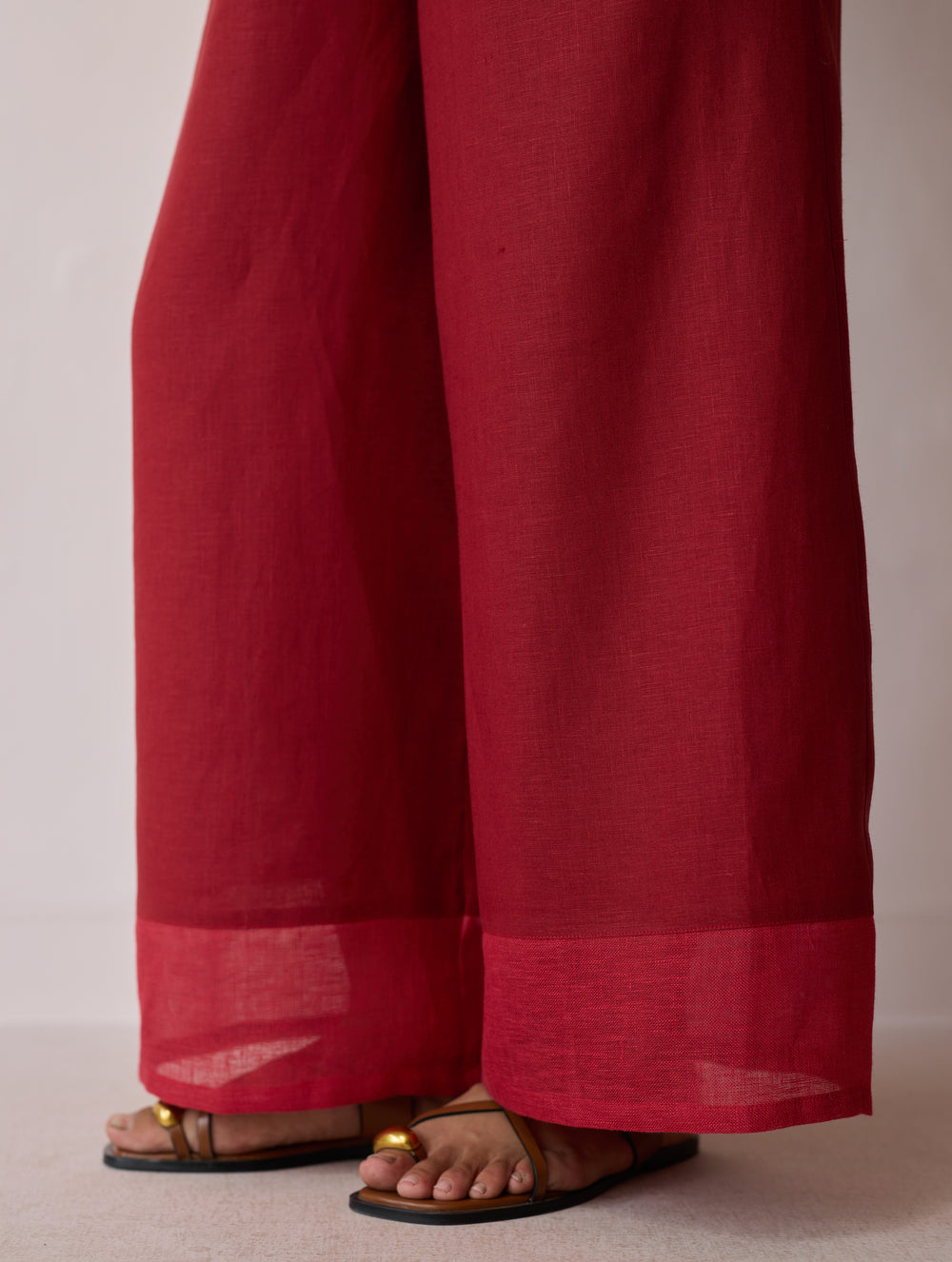 Cassa Linen Patchwork Co-ord Set - Heirloom Red