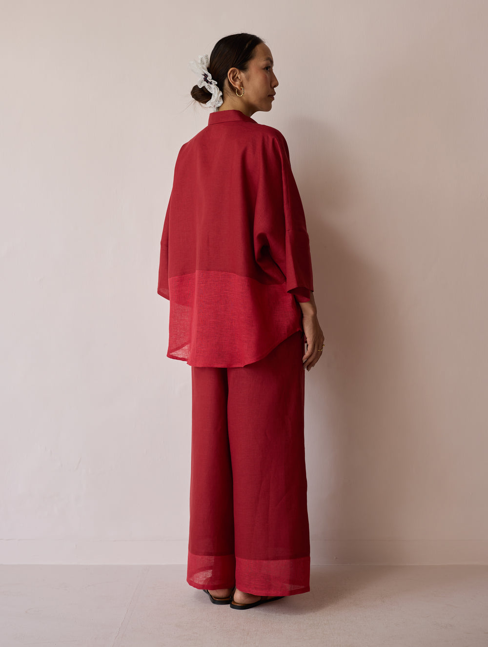 Cassa Linen Patchwork Shirt - Heirloom Red
