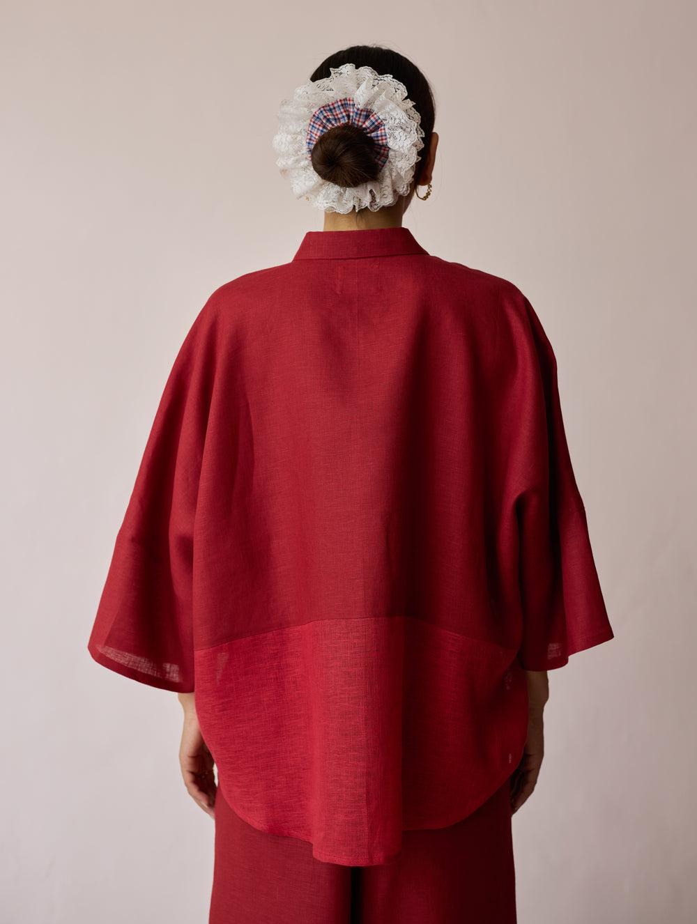 Cassa Linen Patchwork Shirt - Heirloom Red