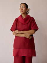 Kora Cowl-Neck Co-ord Set - Heirloom Red