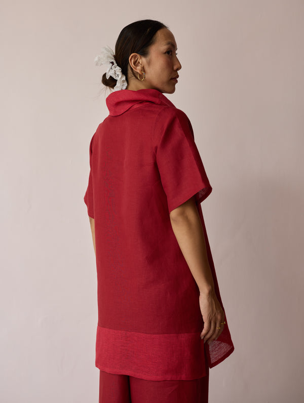 Kora Cowl-Neck Co-ord Set - Heirloom Red