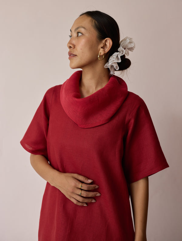 Kora Cowl-Neck Co-ord Set - Heirloom Red
