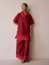 Kora Cowl-Neck Co-ord Set - Heirloom Red
