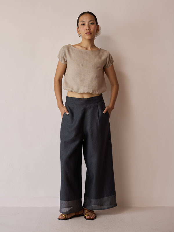 Lagom Wide Leg linen Pants - Charcoal